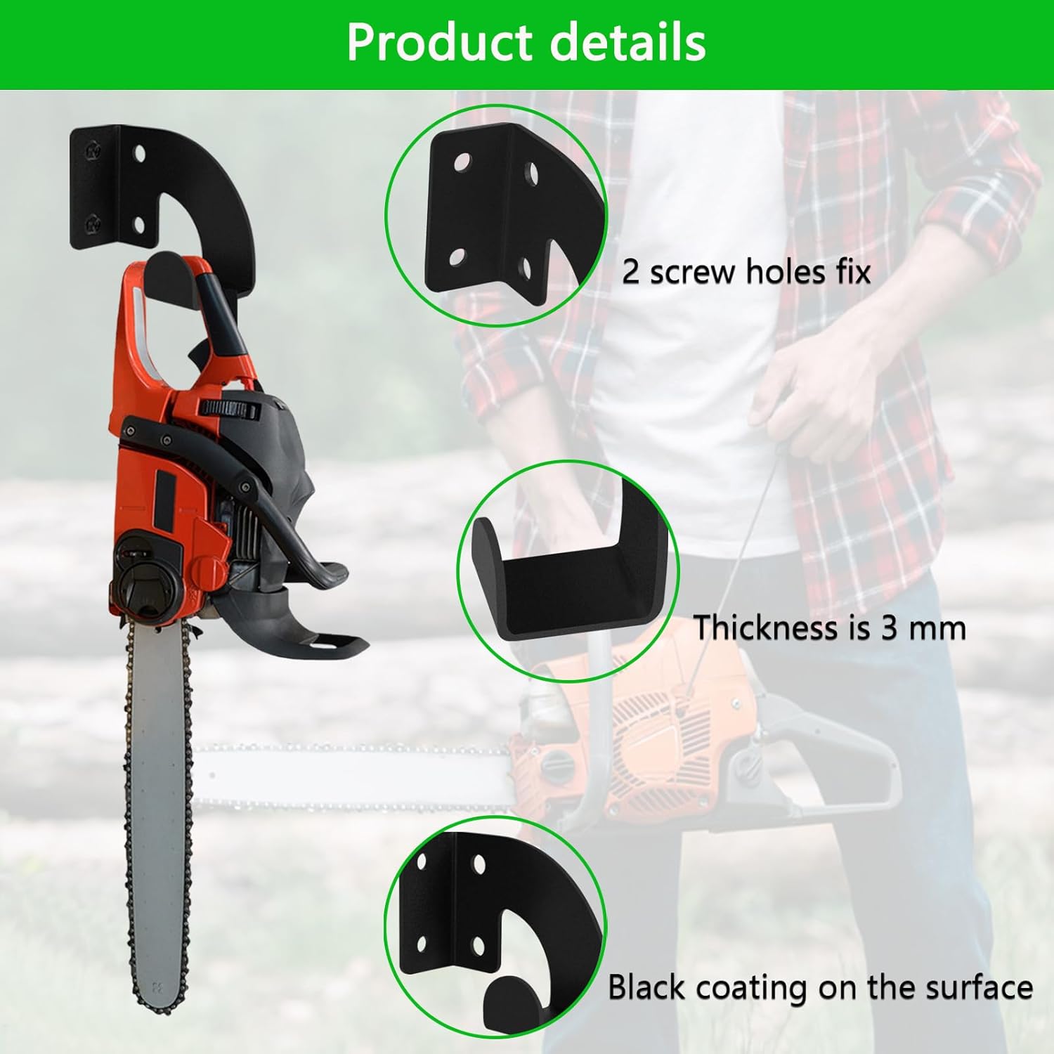 Thumbnail 2 de VANROUG 2 Pcs Chainsaw Hanger – Heavy Duty Wall Mount Holder