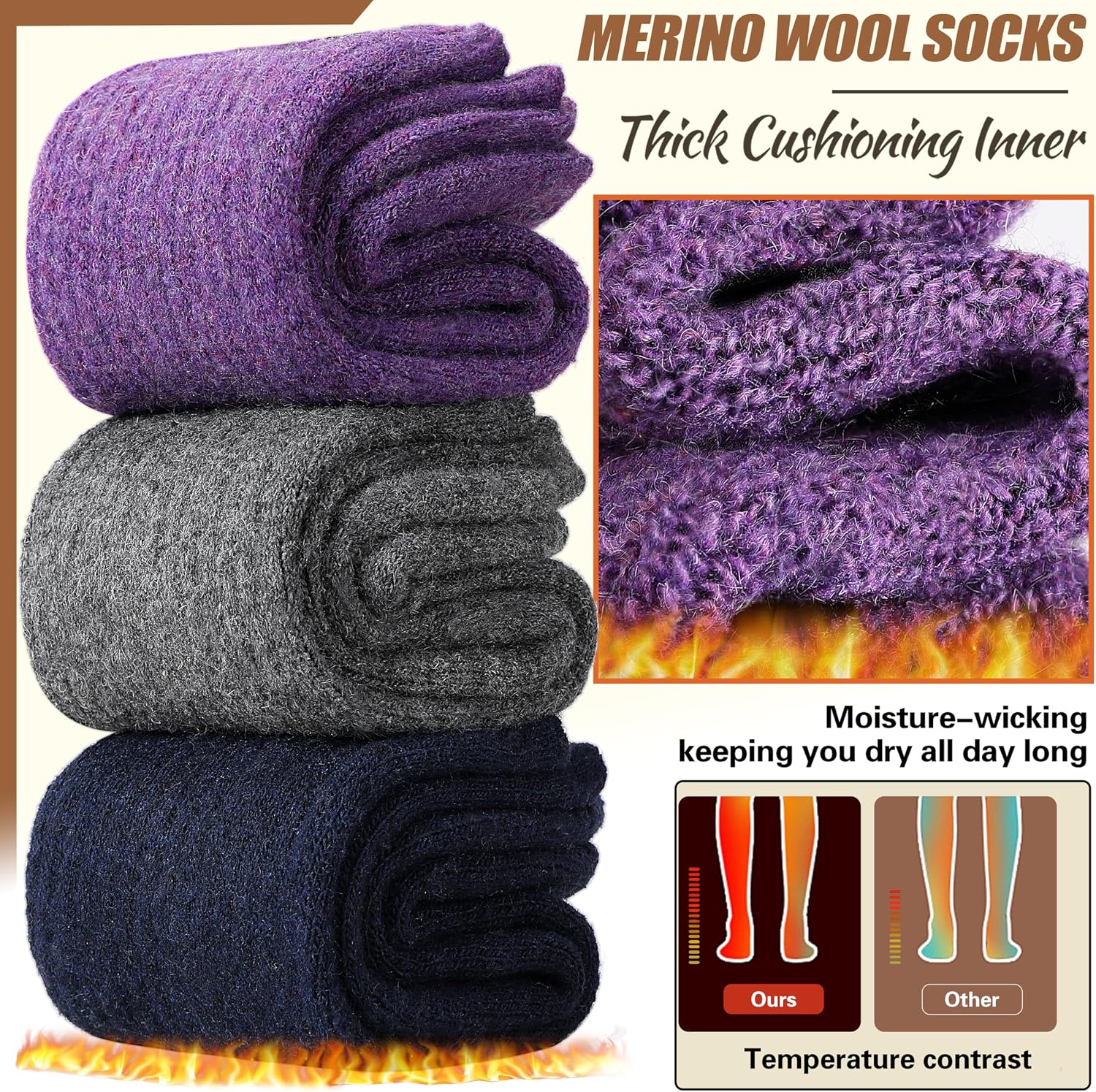 Thumbnail 1 de EBMORE Merino Wool Thermal Socks 5 Pairs