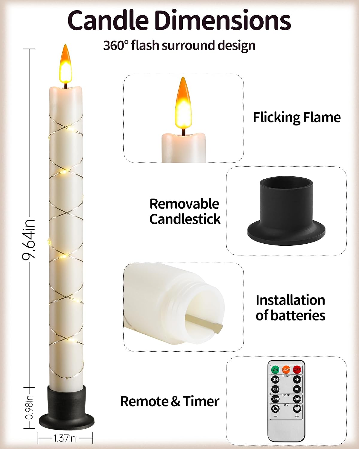 Thumbnail 2 de Da by 3 Flameless Window Candles 9.6" with Remote