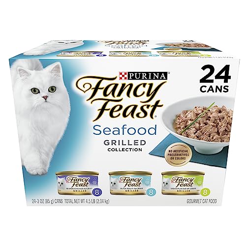 Detalle de Purina Fancy Feast Grilled Seafood Wet Cat Food, 3 oz Cans – 24-Pack
