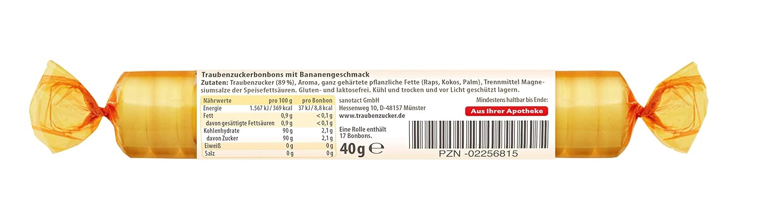 Detalle de Intakt Traubenzucker Banane Rolle (15 St.) – Vegan, gluten- und laktosefrei