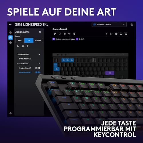 Thumbnail 6 de Logitech G G515 LIGHTSPEED TKL Kabellose Gaming-Tastatur – QWERTZ, Schwarz (Braune GL-Switches)