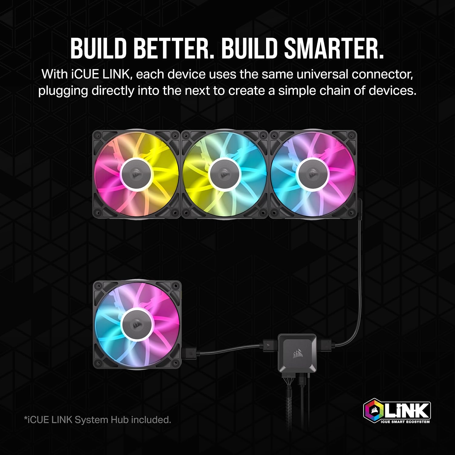 Detalle de CORSAIR iCUE LINK RX140 RGB 140mm PWM-Lüfter – Dual Pack, Schwarz