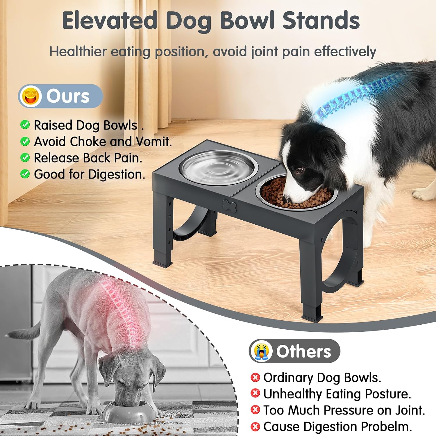 Detalle de Aystkniet dog bowl stand, 5 height levels