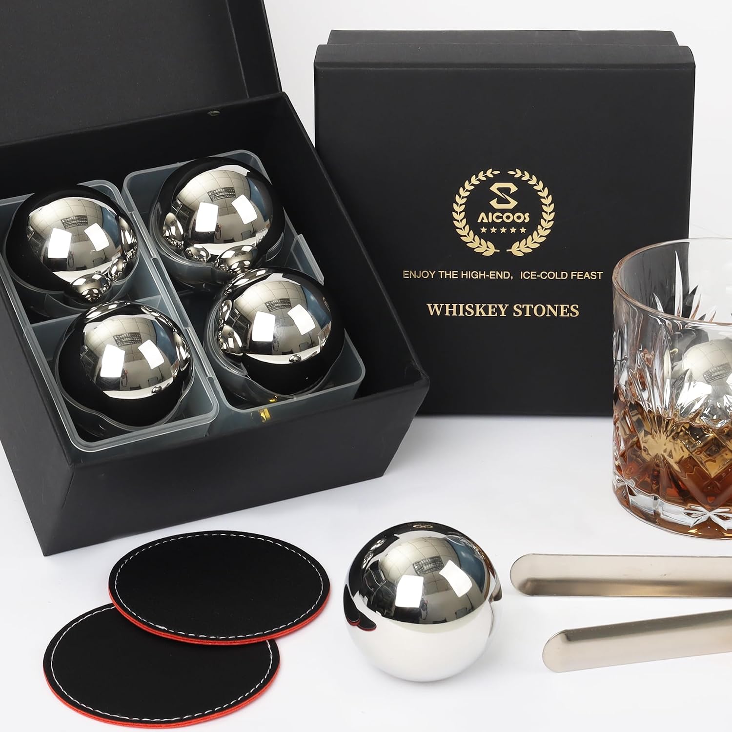 Edelstahl Whisky-Eiskugeln 55 mm 🥃
