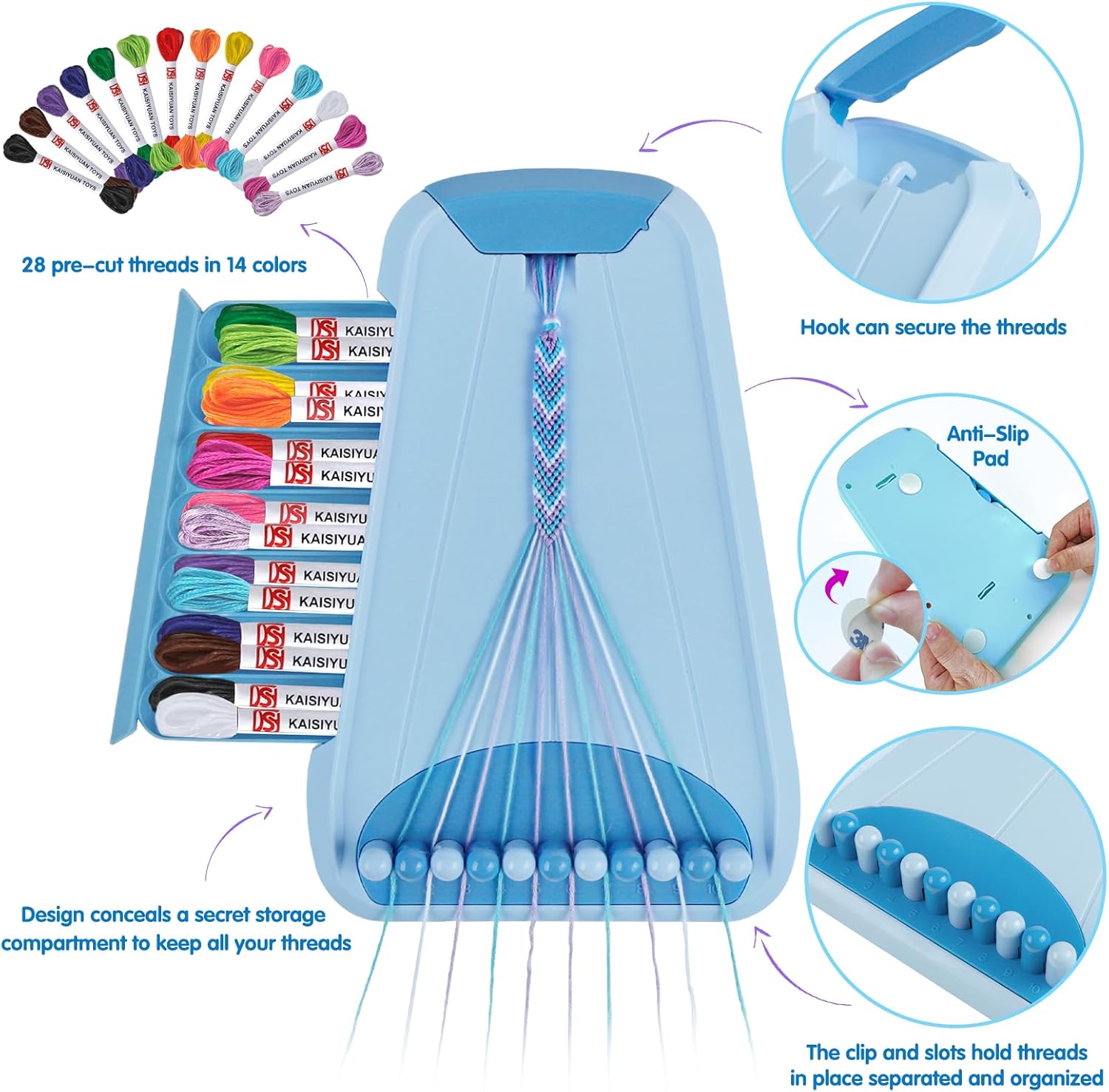 Thumbnail 1 de Friendship Bracelet Making Kit for Girls Ages 8-12 with 28 Pre-Cut Threads and Letter Beads