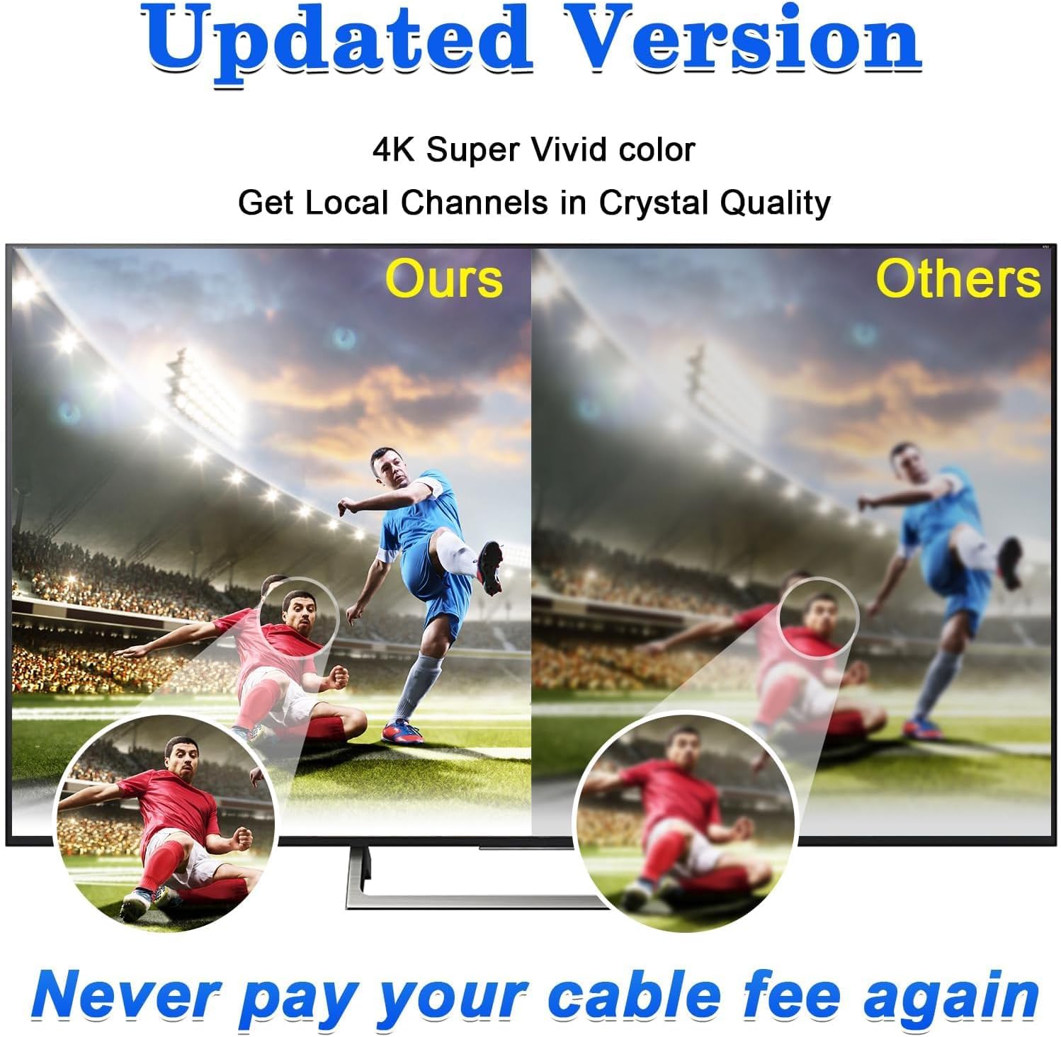 Detalle 2 de Digital Indoor TV Aerial for Smart TV with Magnetic Base — 120 Mile 360° Reception