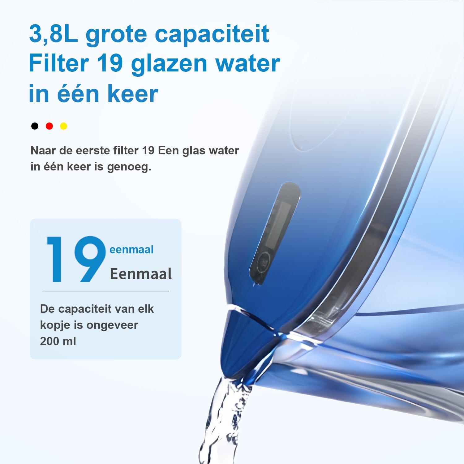 Thumbnail 3 de Watus 1H1X waterfilterkan 3,8 liter, blauw, met actieve-koolfilter