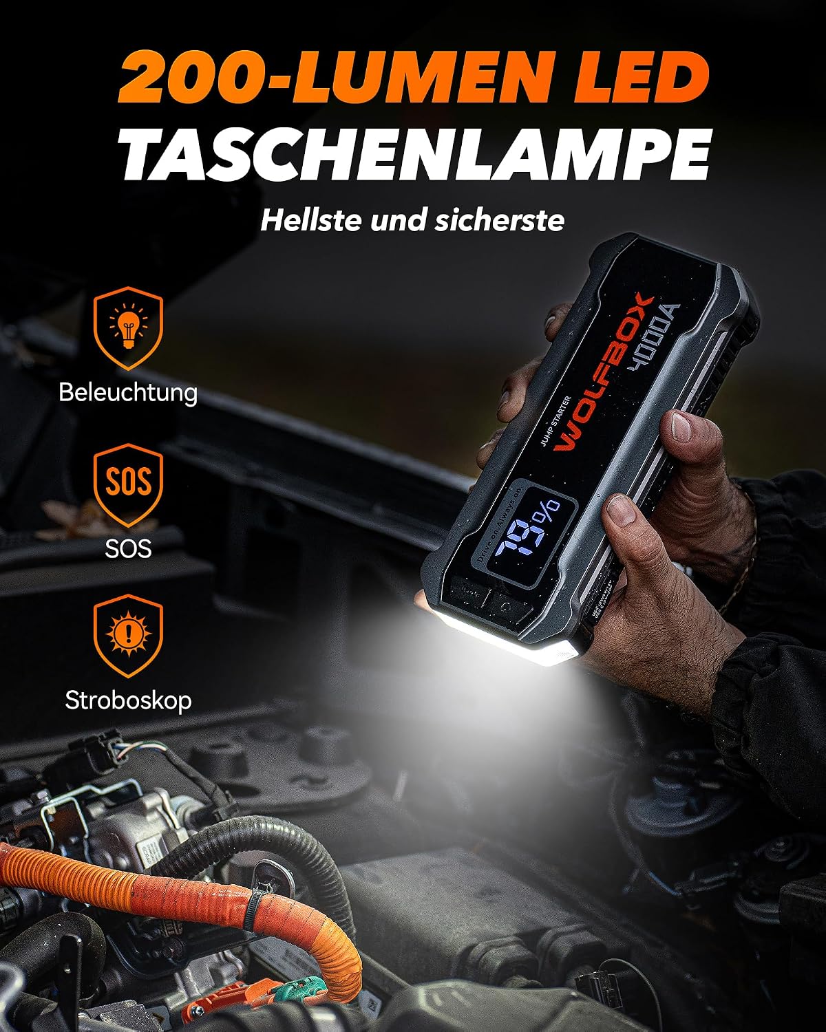 Detalle 2 de WOLFBOX Starthilfe Powerbank 4000A 12V für Auto