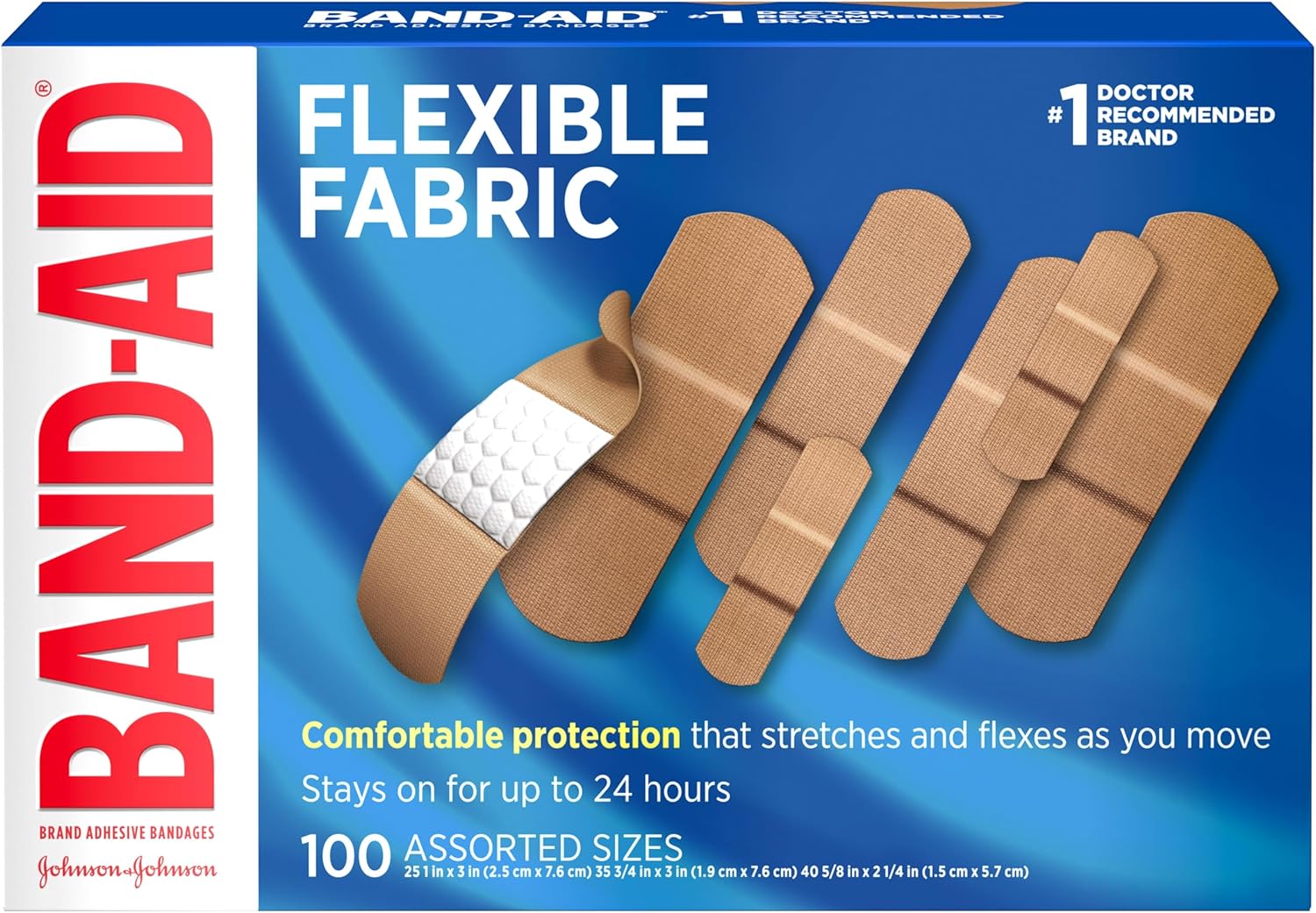 Detalle de Band-Aid Brand Flexible Fabric Adhesive Bandages 100 ct 🩹