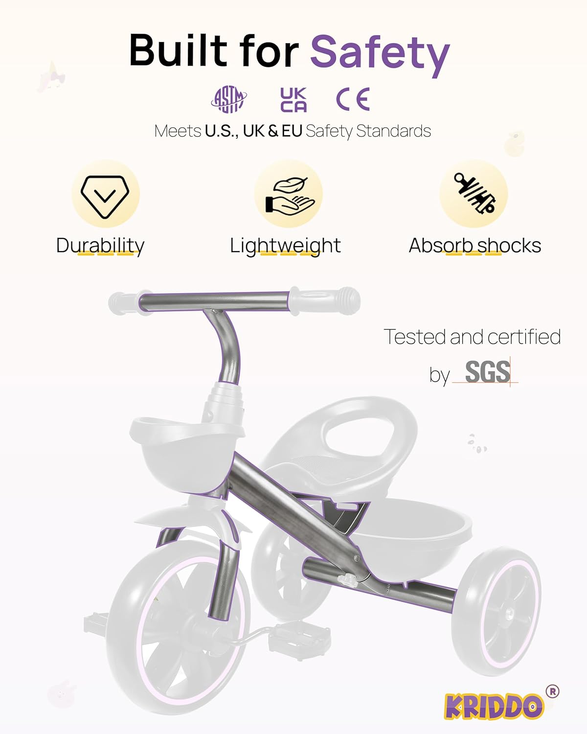 Thumbnail 3 de KRIDDO Tricycle for 2-5 Year Olds — Toddler Trike 24 months 🎲