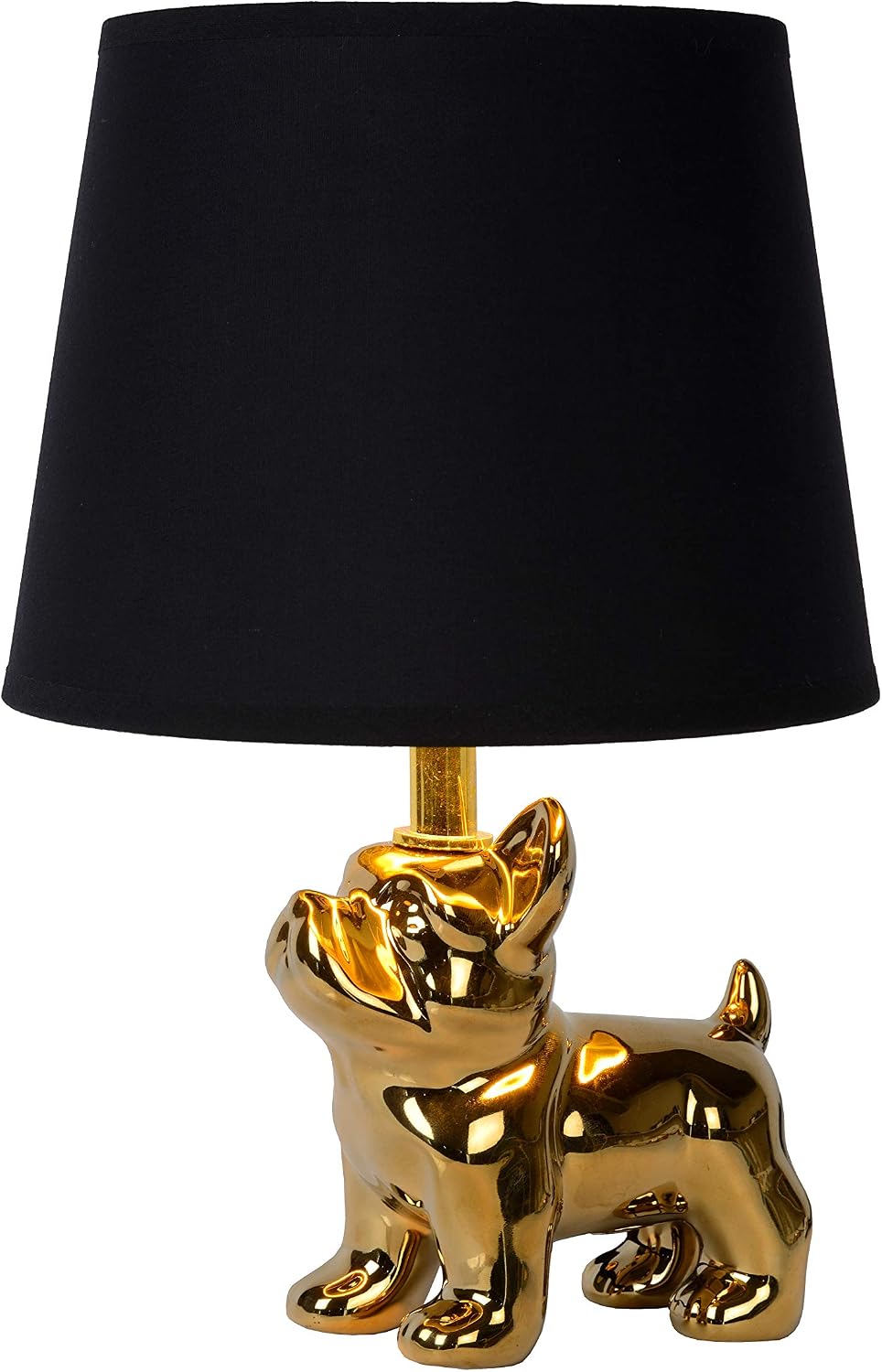 Detalle de Lucide Extravaganza Sir Winston – lampa stołowa E14, porcelanowa, złoto-czarna