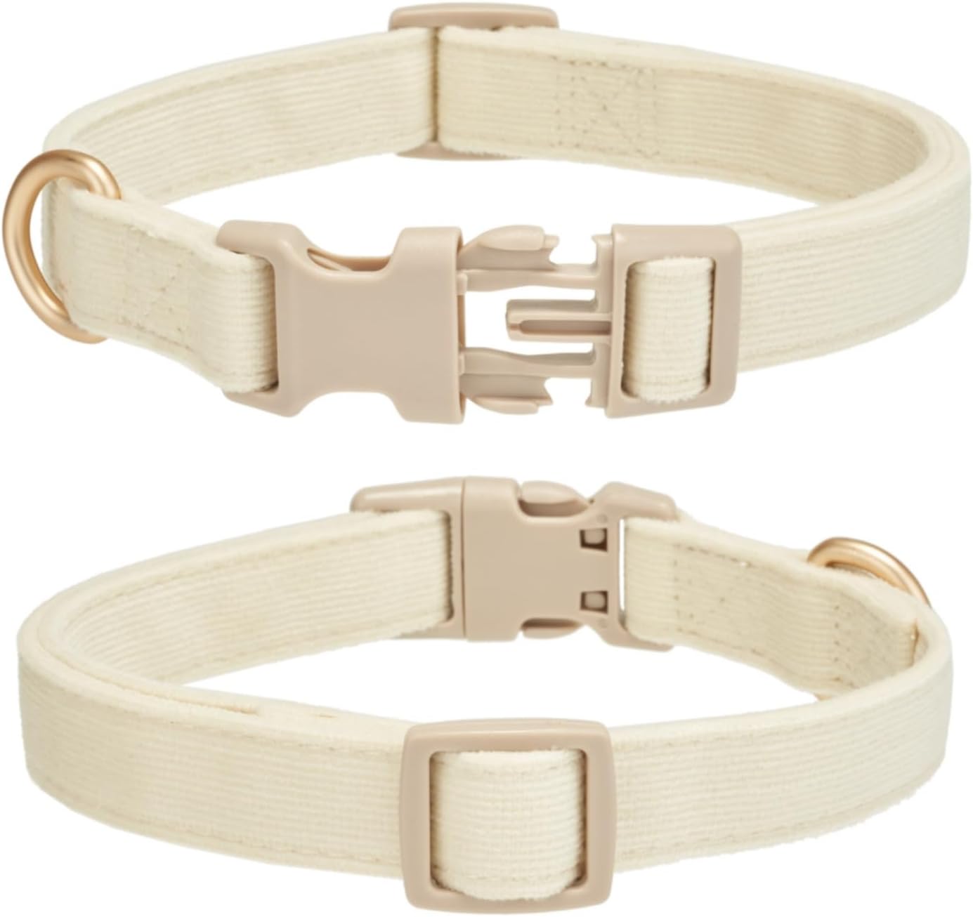 Thumbnail 1 de YUDOTE Soft Corduroy Dog Collar with Plastic Clip – Comforty and Adjustable for Large Dogs, Cream
