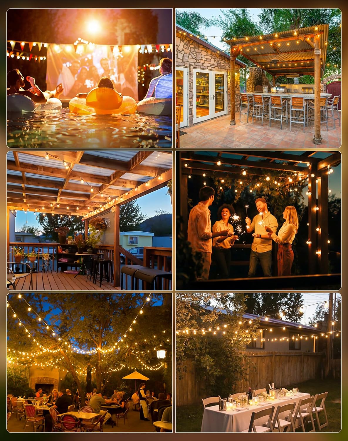 Thumbnail 5 de EVXFG LED-Lichterkette für außen 9 m, G40 (12+1), IP44, 2700K warmweiß – für Terrasse, Balkon & Garten