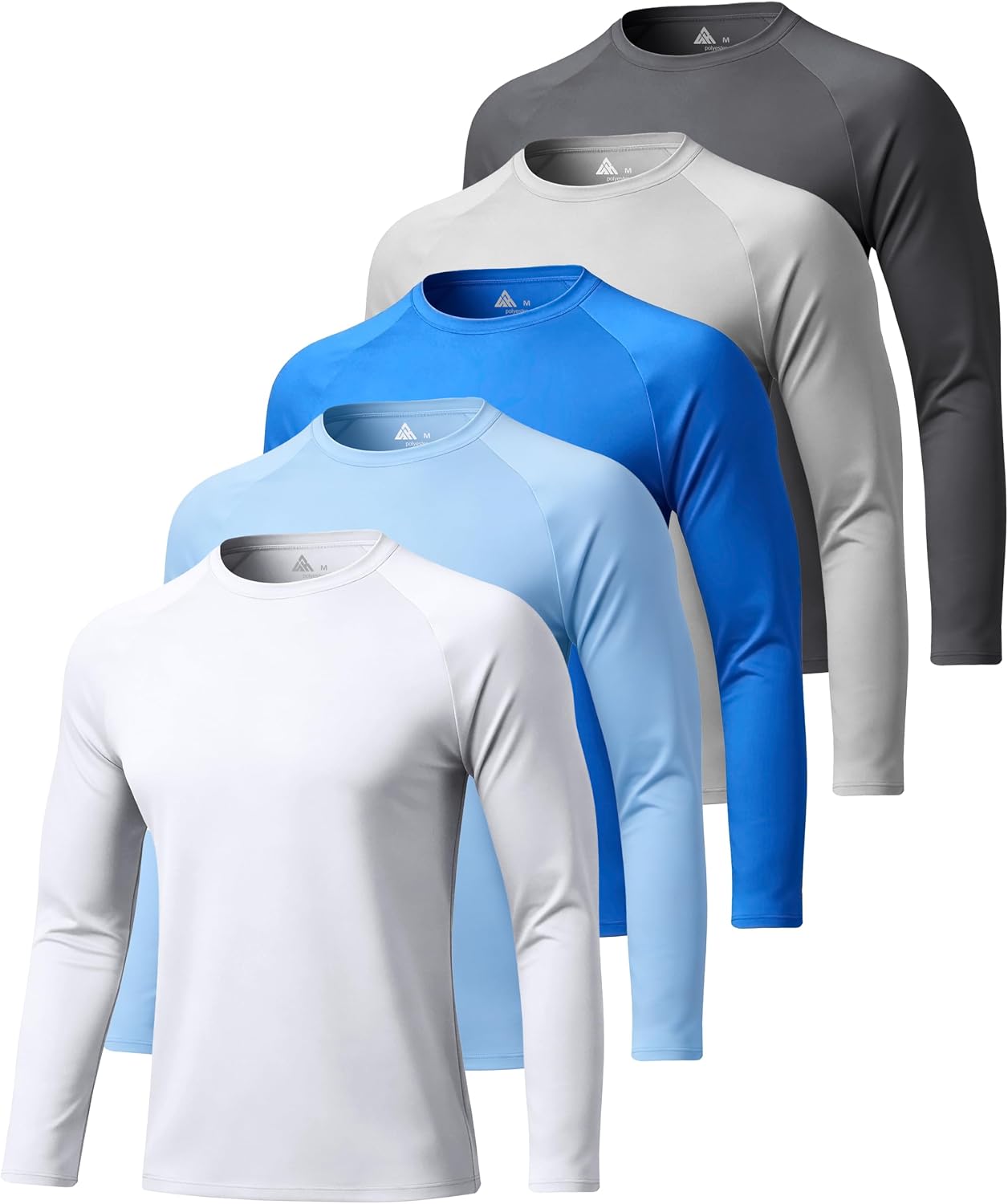 Detalle de ZITY 5 Pack Long Sleeve Shirts for Men with UPF 50+ Sun Protection — Fast Dry, Lightweight Rash Guard