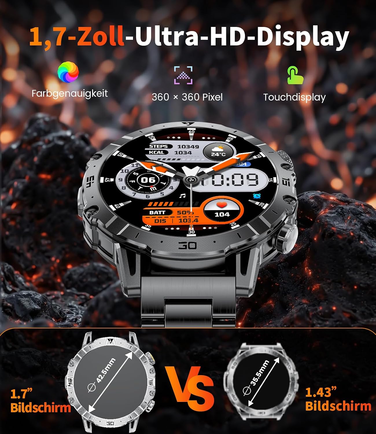 Thumbnail 2 de EF18-A Smart Watch for Men with 1000mAh Battery and LED Flashlight