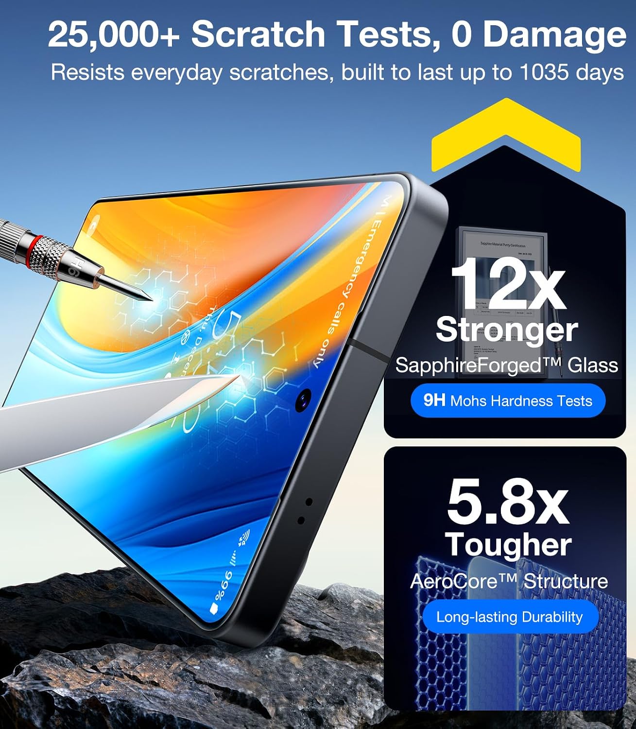 Detalle 2 de UltraGlass Unbreak 9H+ Glass Samsung Galaxy S25 Ultra 2-pack