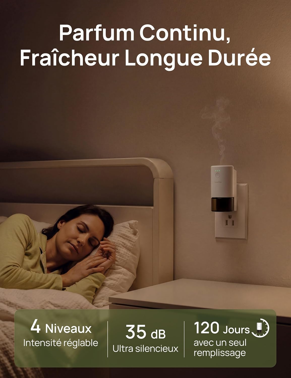 Detalle de SenseFlow Diffuseur Huiles Essentielles SF101 Pro – Jasmine Berry Bloom, Ultra-sonique sans eau