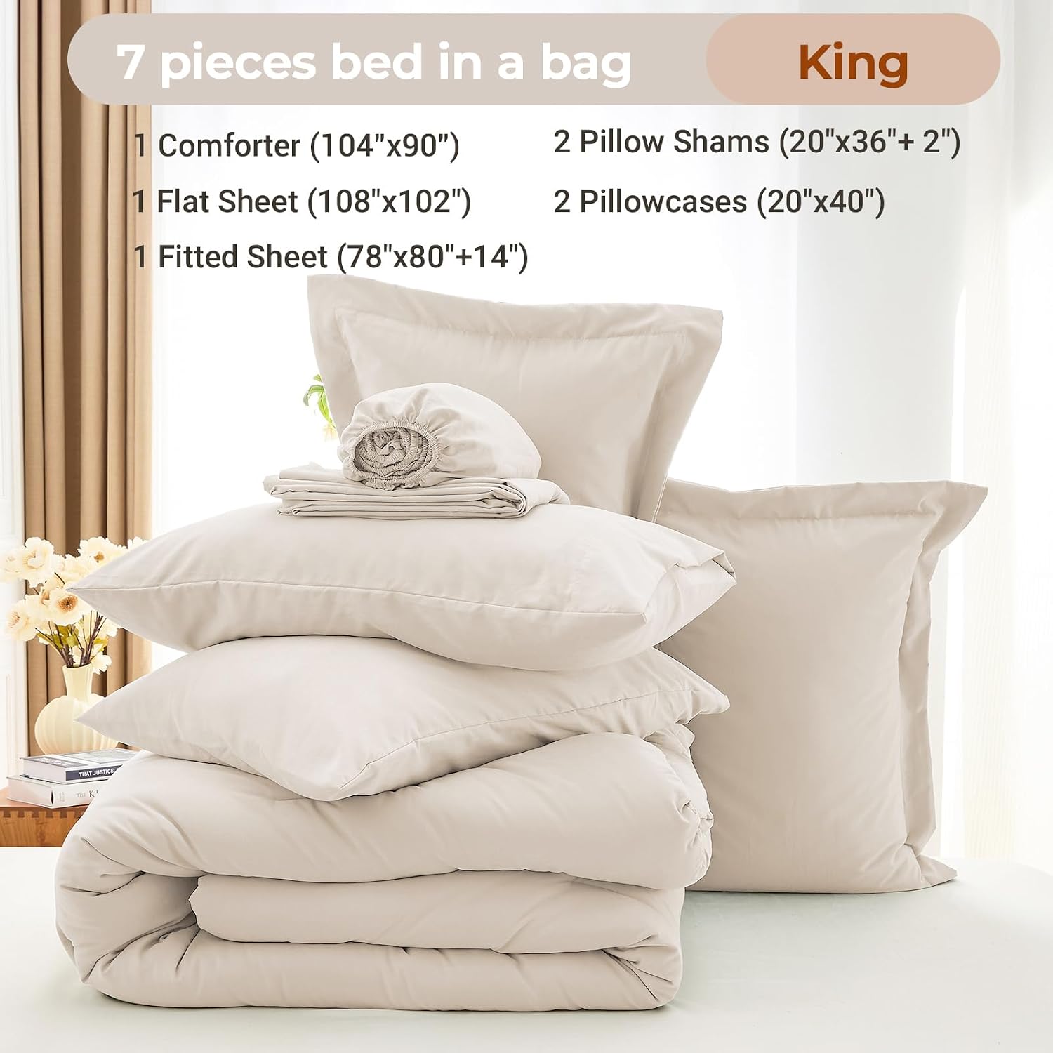 Thumbnail 3 de MUXHOMO 7-Piece King Comforter Set 104x90
