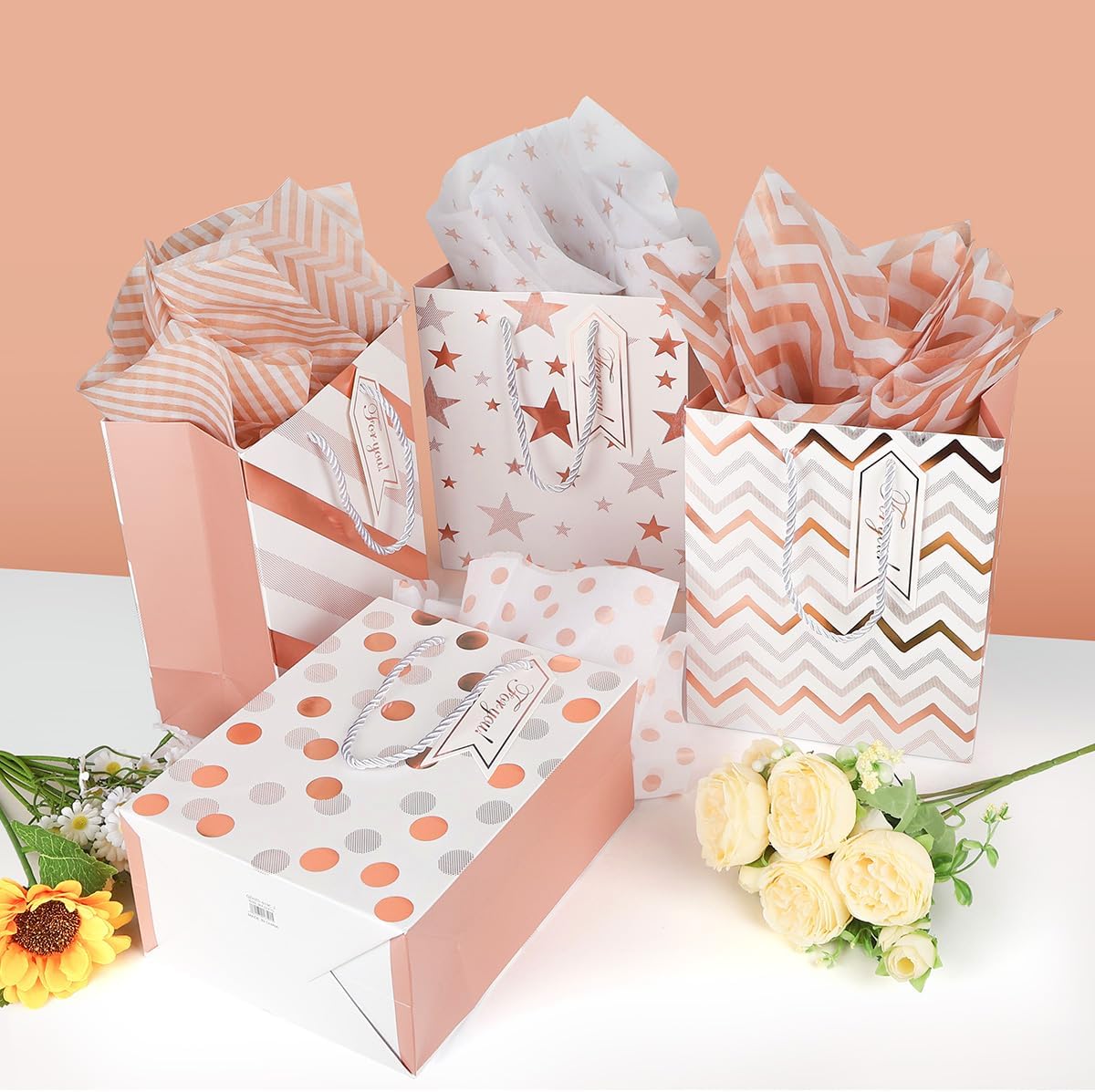 Detalle de Gift bag set 12 pack, 9 inch rose gold