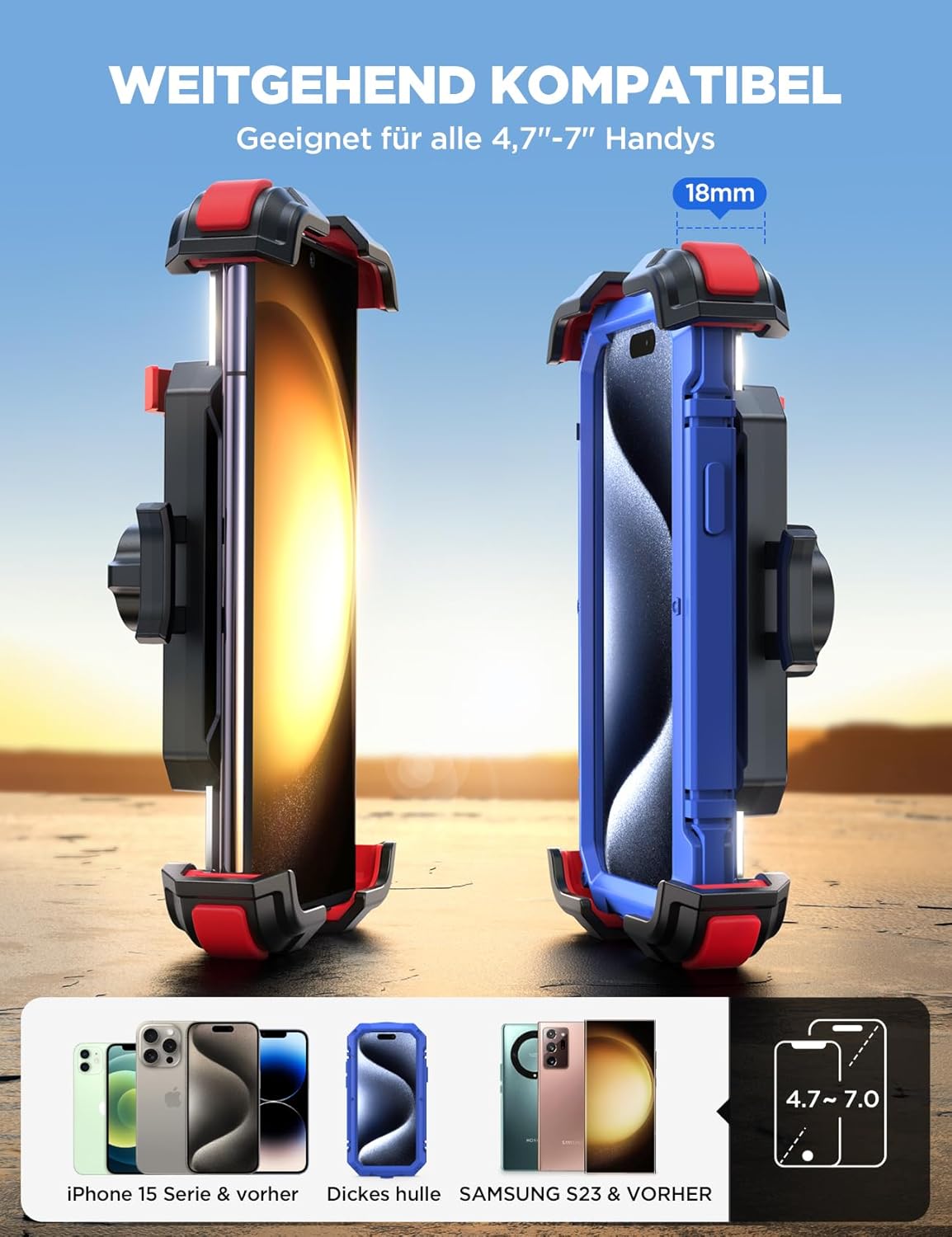 Thumbnail 6 de JOYROOM Handyhalterung Fahrrad 160 km/h rot