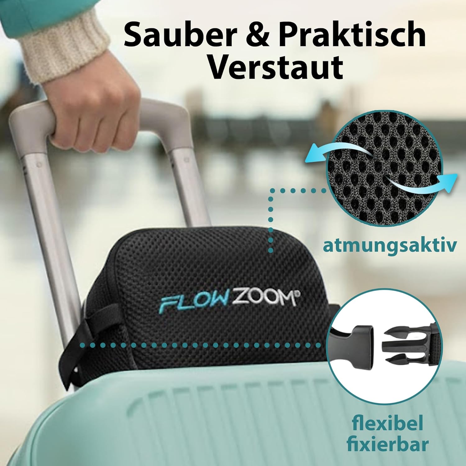 Thumbnail 6 de FLOWZOOM Dream Pro Nackenkissen mit extra Seitenstütze (Memoryschaum) – Schwarz