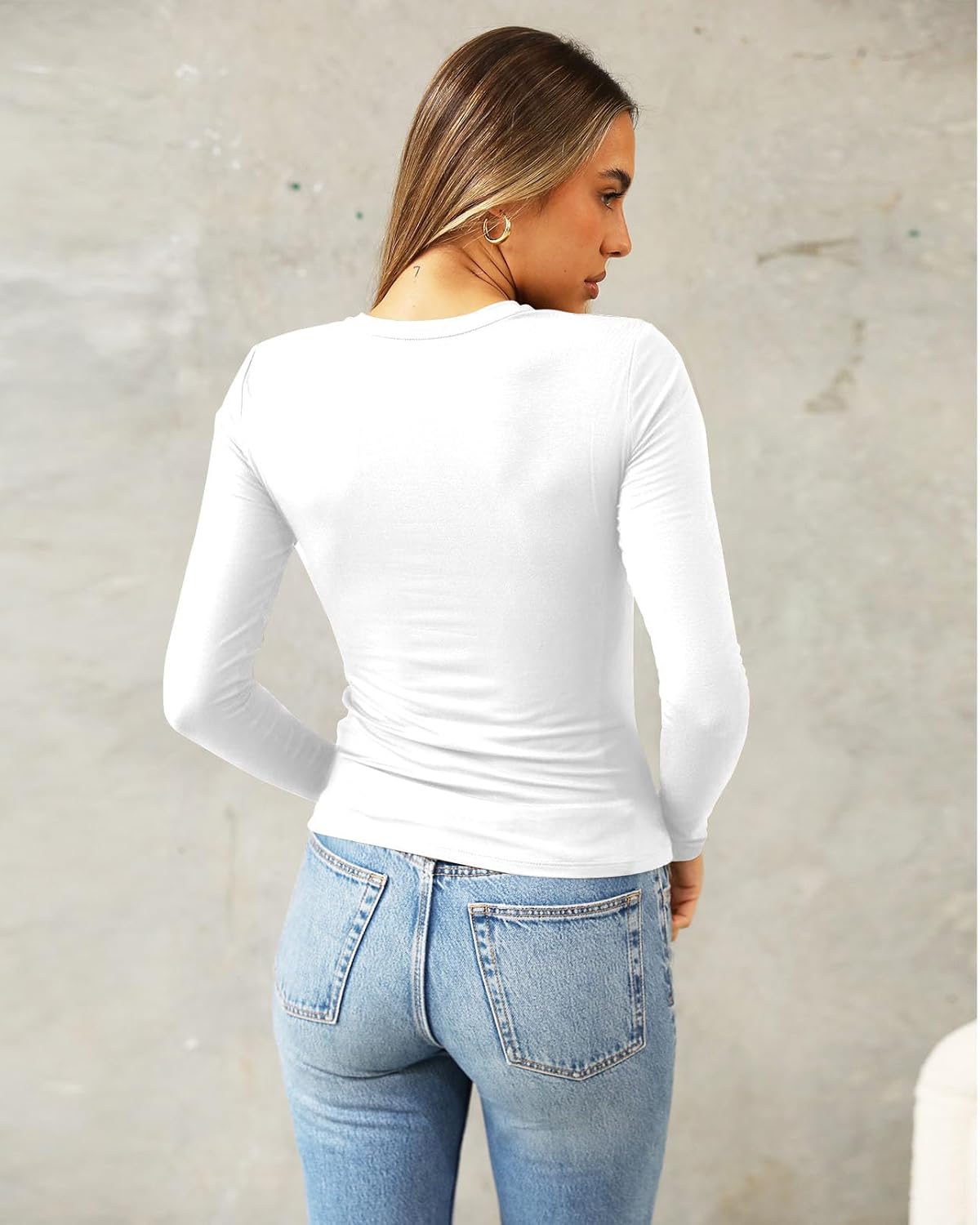 Detalle 2 de Abardsion Women’s Long Sleeve Cropped T-Shirt (Slim Fit) for Y2K Casual Going-Out Looks
