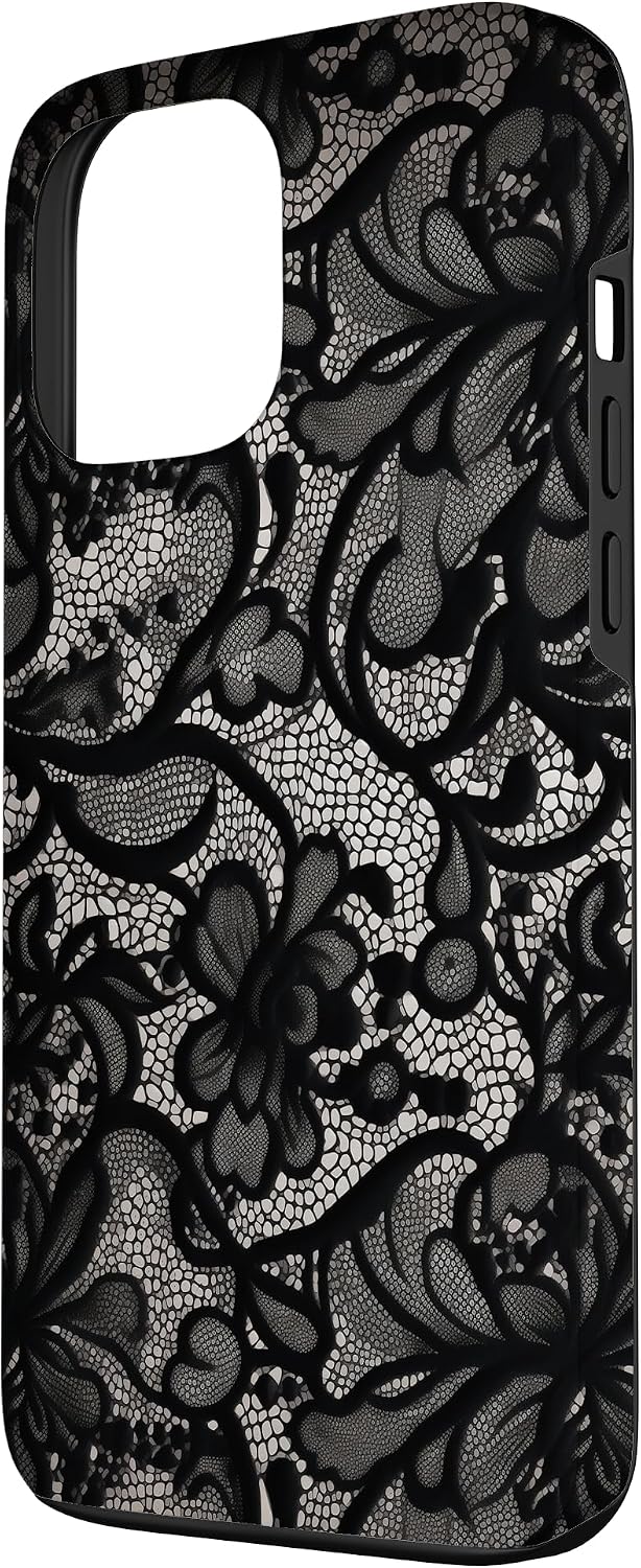 Detalle de Coque Motif Vintage en Dentelle Noire pour iPhone 13 Pro Max