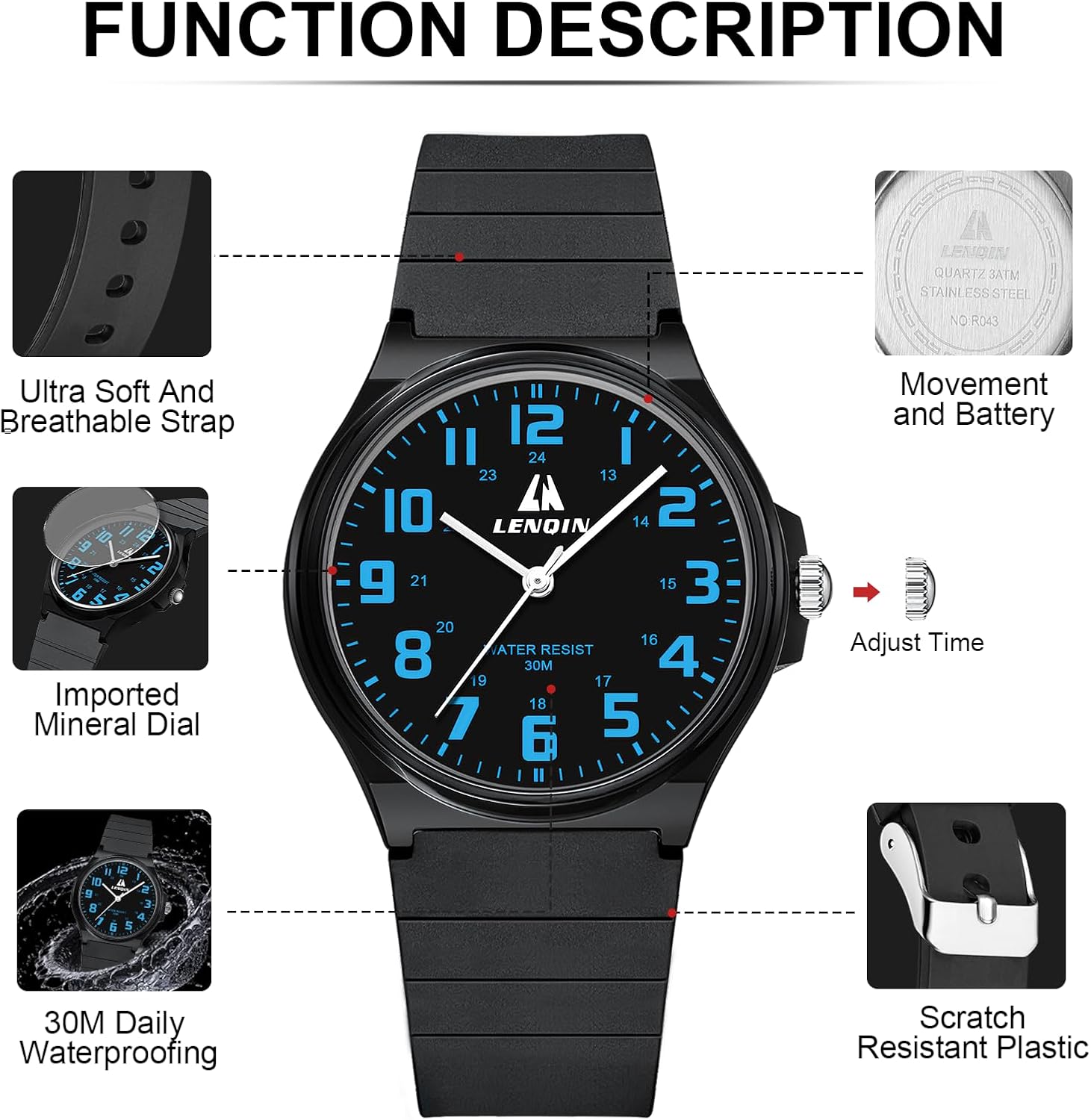 Detalle 1 de LN LENQIN Herren-Uhr 40 mm Edelstahl