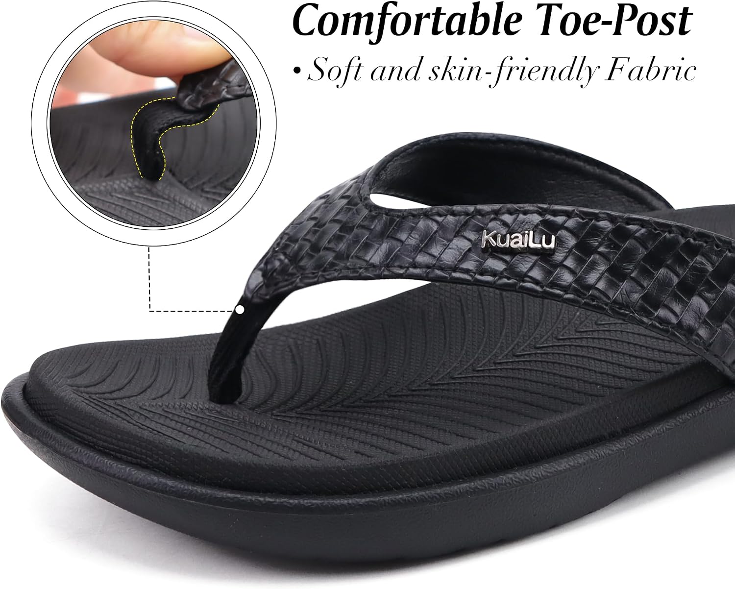 Detalle de KuaiLu Women's Flip Flops with Arch Support and Cushioned Insole