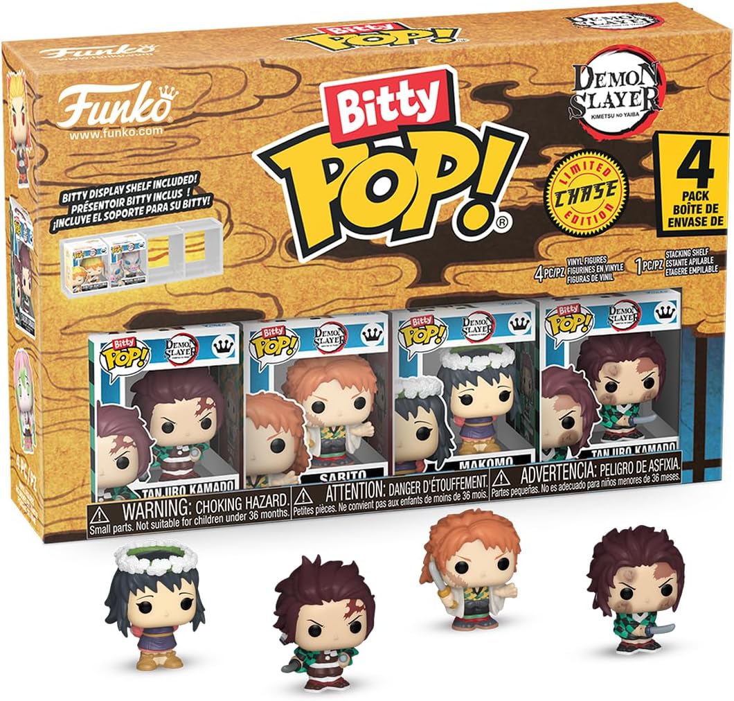 Detalle de Funko Bitty POP! 4 Pack: Demon Slayer – Tanjiro Kamado, Sabito e Makomo, Mystery Mini Figures 0,9