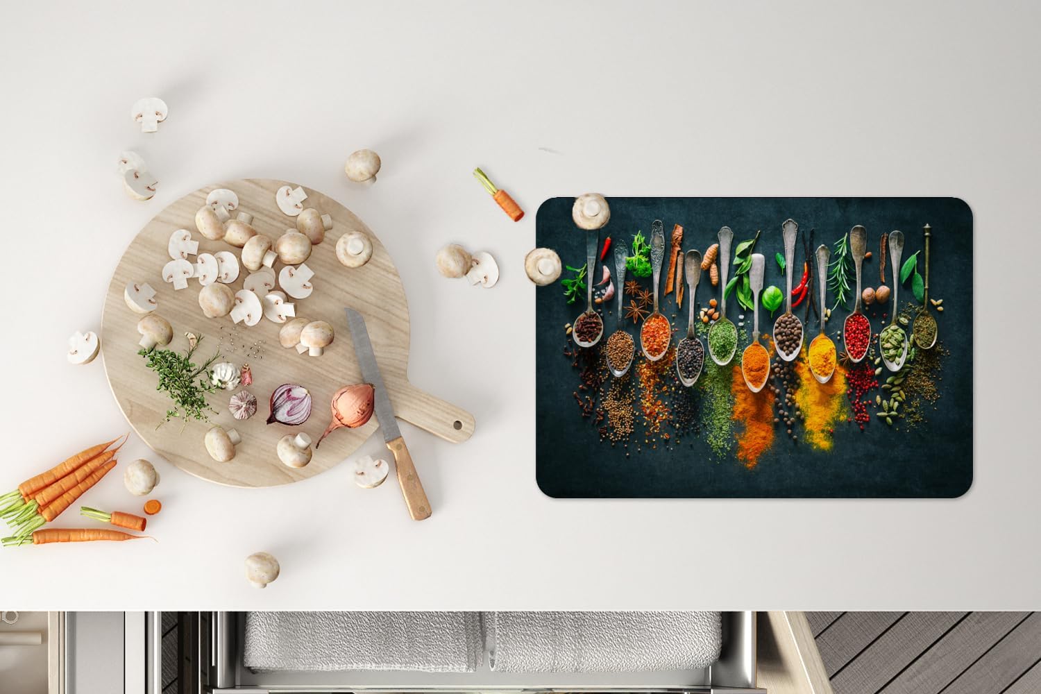 Detalle 2 de KitchenYeah 8721172703620 placemats, set van 6, vinyl, kruidenprint, 45 x 30 cm