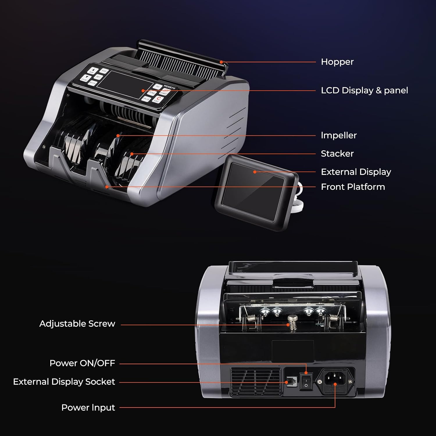 Thumbnail 2 de MUNBYN IMC20 Money Counter Machine UK with Value Count for GBP/EUR/USD
