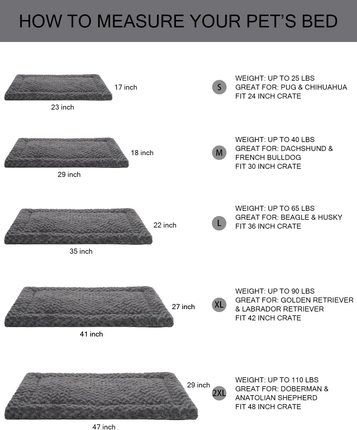 Thumbnail 6 de Exsnugy US1EXDB01 Dog Bed Mat, 36 x 23-Inch Plush Washable Crate Pad