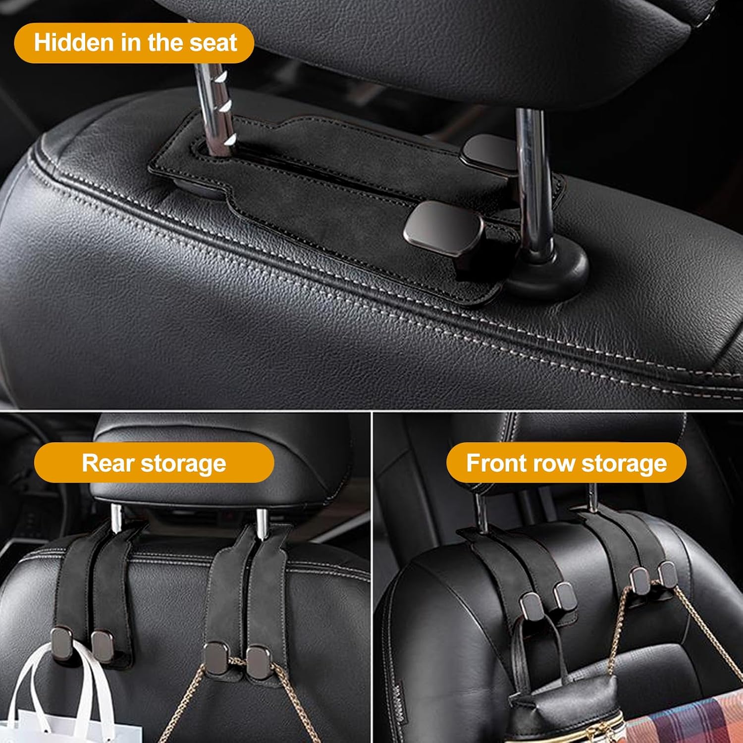 Thumbnail 6 de JinnEterri Car Purse Hook: Heavy-Duty Headrest Hooks (2-pack or 4-pack) for Car Organization