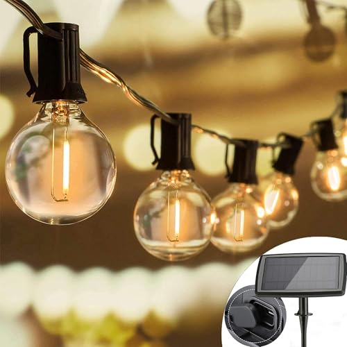 Detalle de Joomer Luces Solares LED Exterior Jardin con USB Recargable — Guirnalda 15,6 m con 25+2 Bombillas