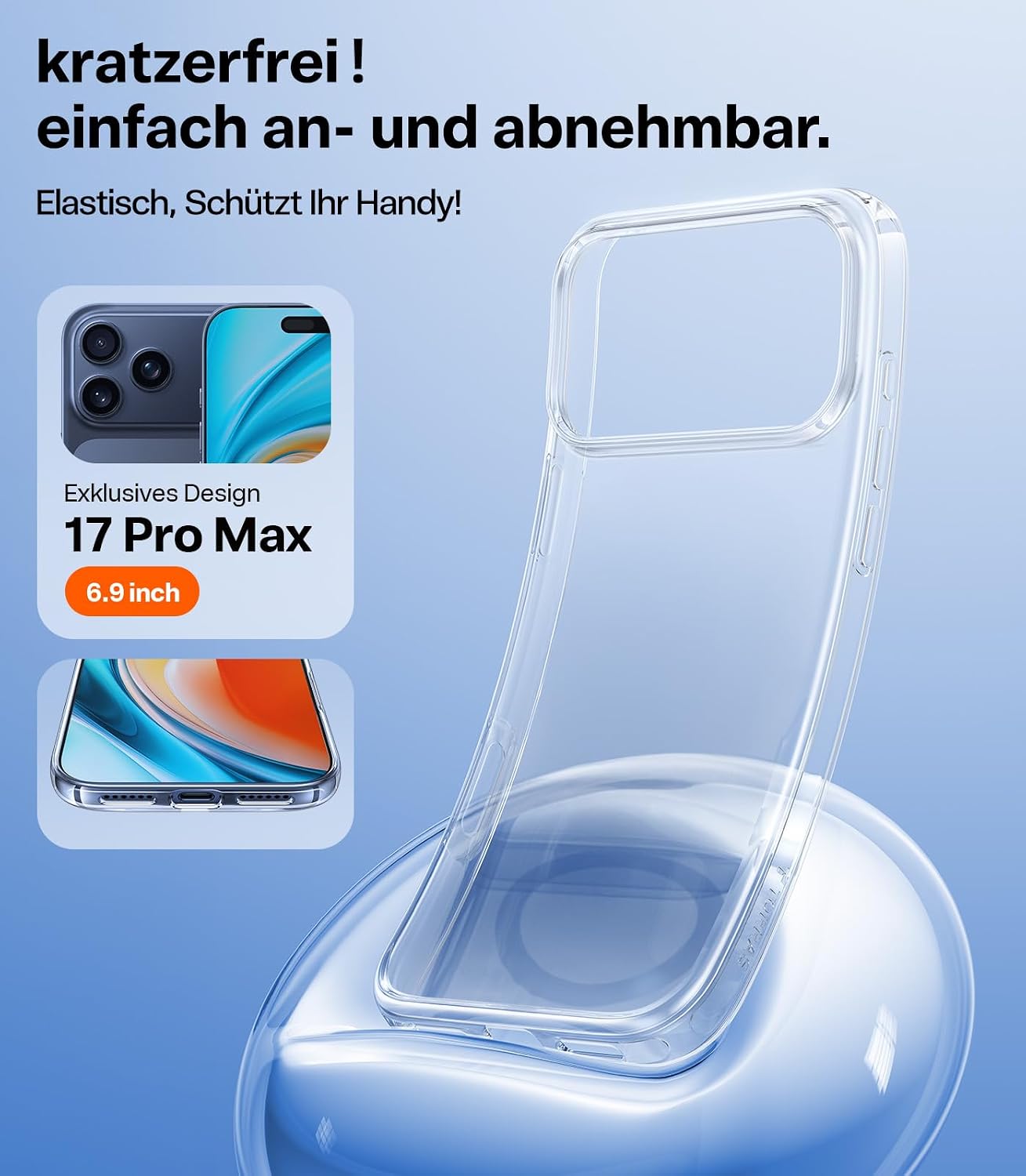 Detalle 2 de TORRAS Crystal Clear iPhone 17 Pro Max Hülle