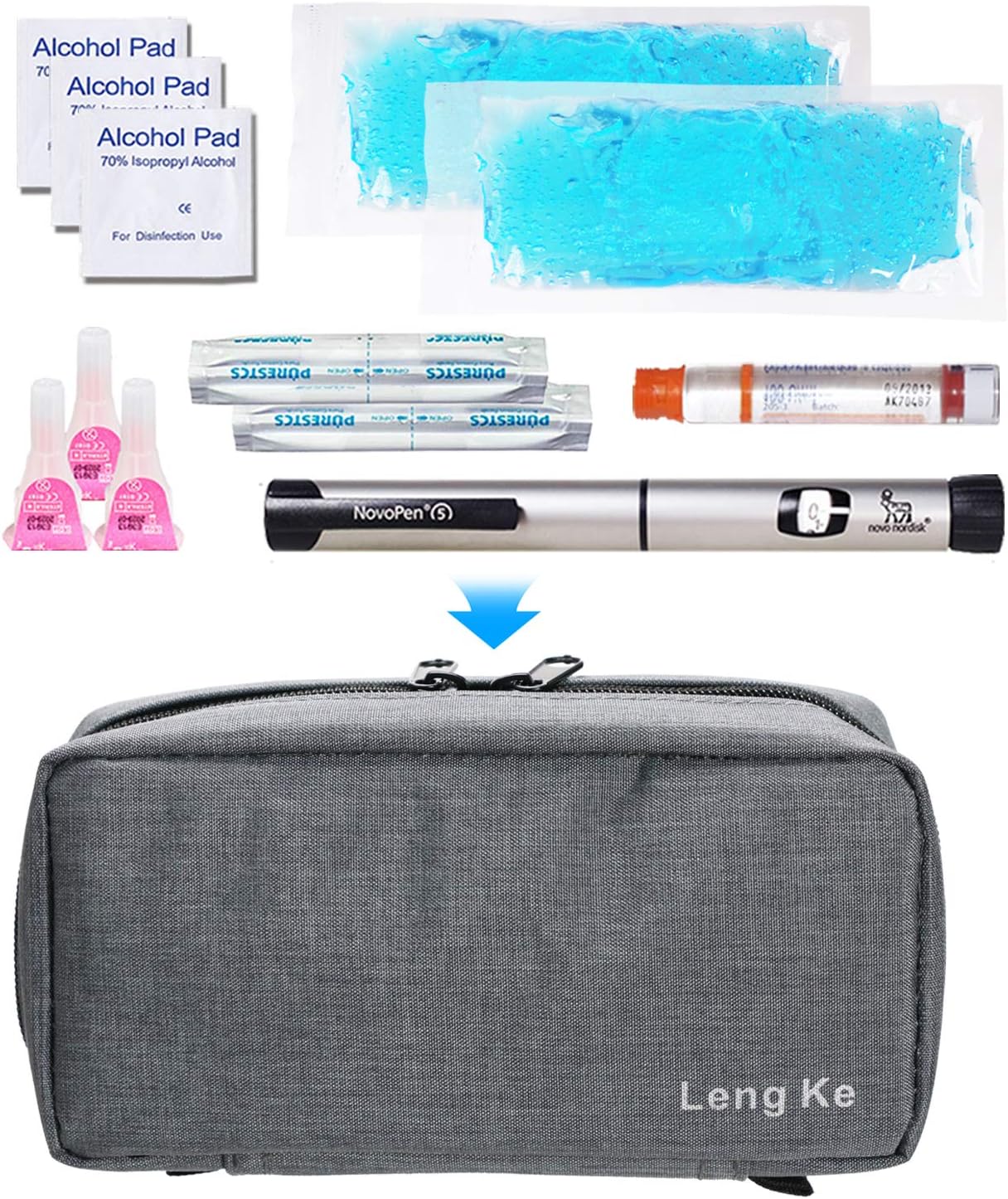 Thumbnail 1 de YOUSHARES Insulin Cooling Travel Case – Portable Diabetic Supplies Organizer Cooler Bag (Grey)
