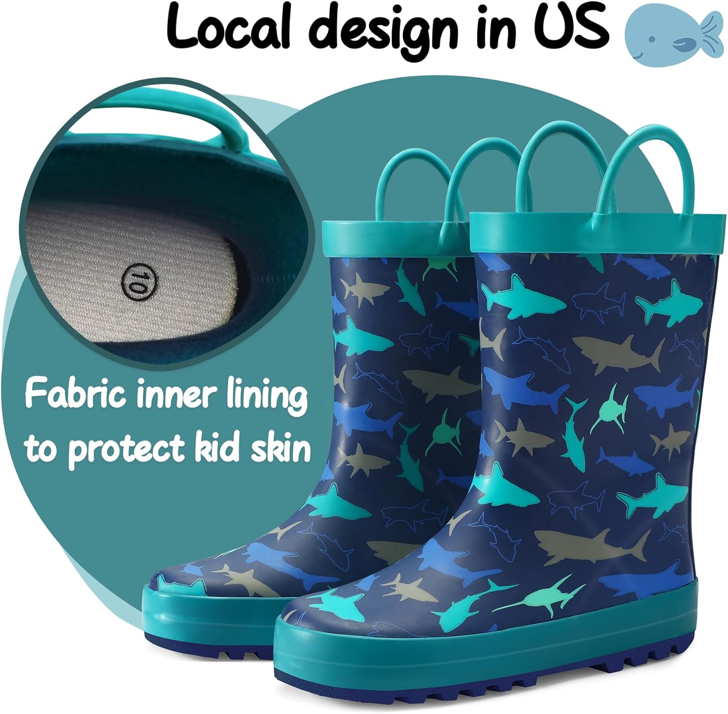Thumbnail 1 de K KomForme Kids Rain Boots: Waterproof Printed Rubber Boots with Handles