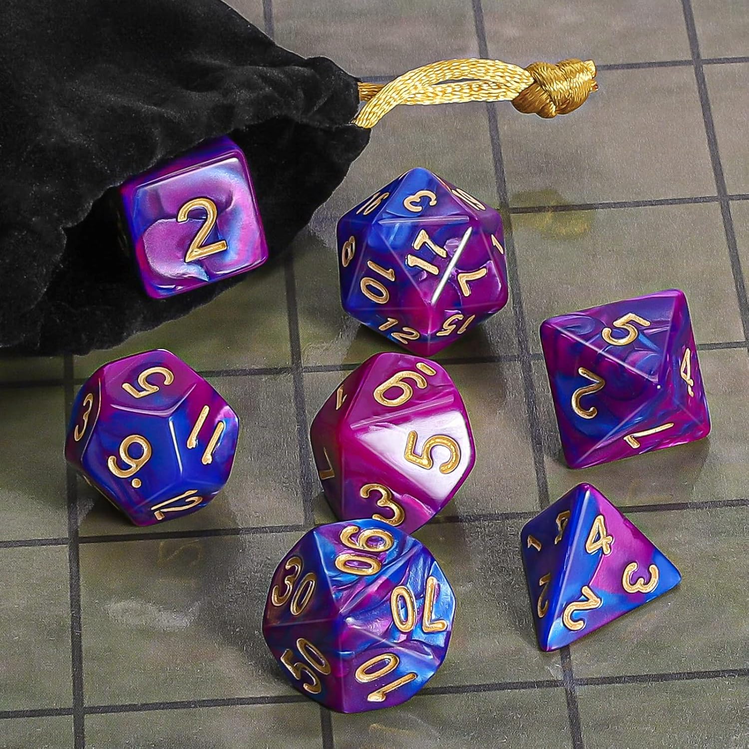 Thumbnail 6 de iFergoo Polyedrische Würfel Set (42 Stück) mit 6 Beuteln – D4 bis D20 für Dungeons & Dragons, MTG & Co.