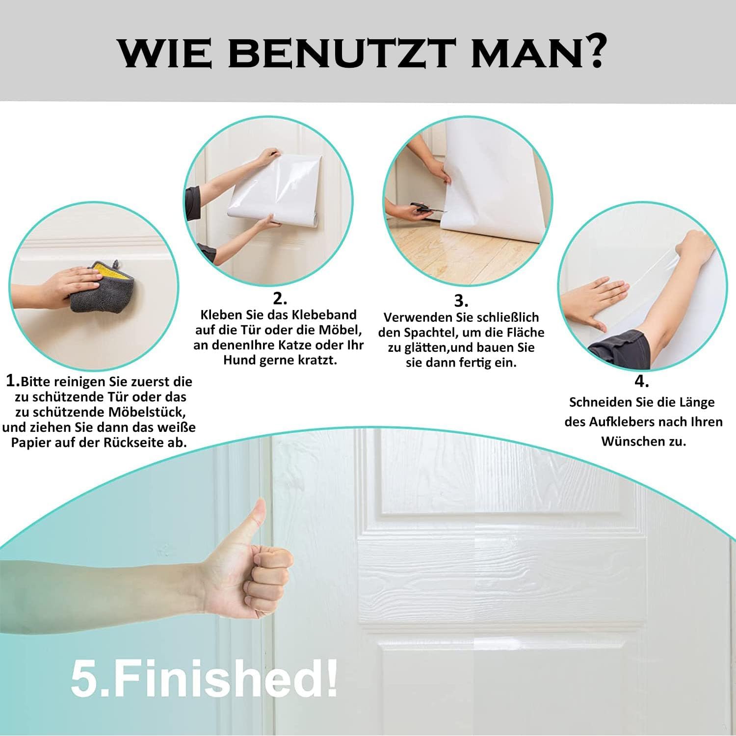 Thumbnail 5 de VCANIVR Kratzfolie Katzen selbstklebend, transparent (30 cm x 3 m) zum Kürzen für Sofa, Möbel & Türen