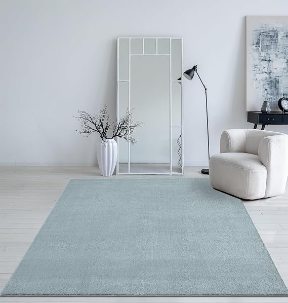 Detalle de Mia's Teppiche Taos - Alfombra Azul Suave y Antideslizante 🛋
