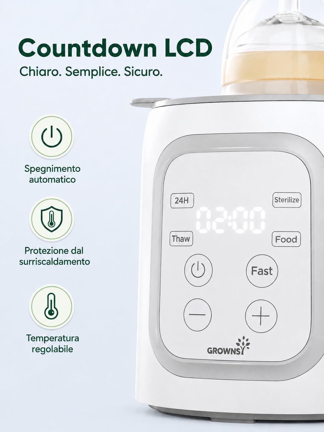 Thumbnail 5 de Grownsy Scaldabiberon per Bambini 10-in-1 con sterilizzatore e timer