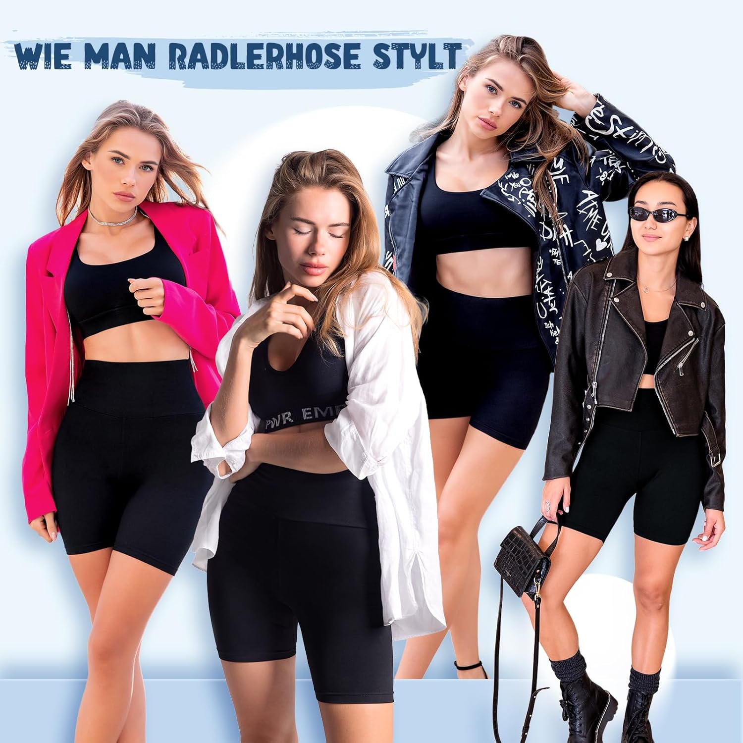 Detalle de Sanpetix Radlerhose Damen mit Taschen – High Waist Short für das Gym