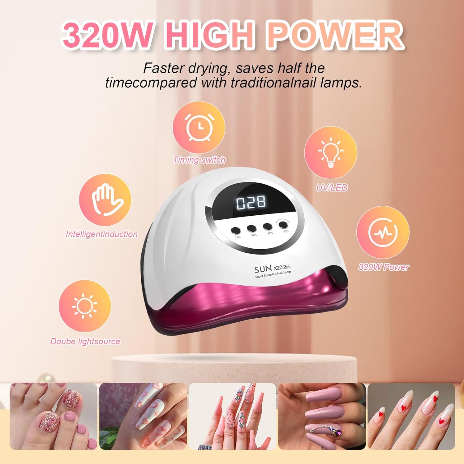 Detalle 2 de 320W UV LED Nail Lamp โ 72 beads LED Nail Dryer ๐