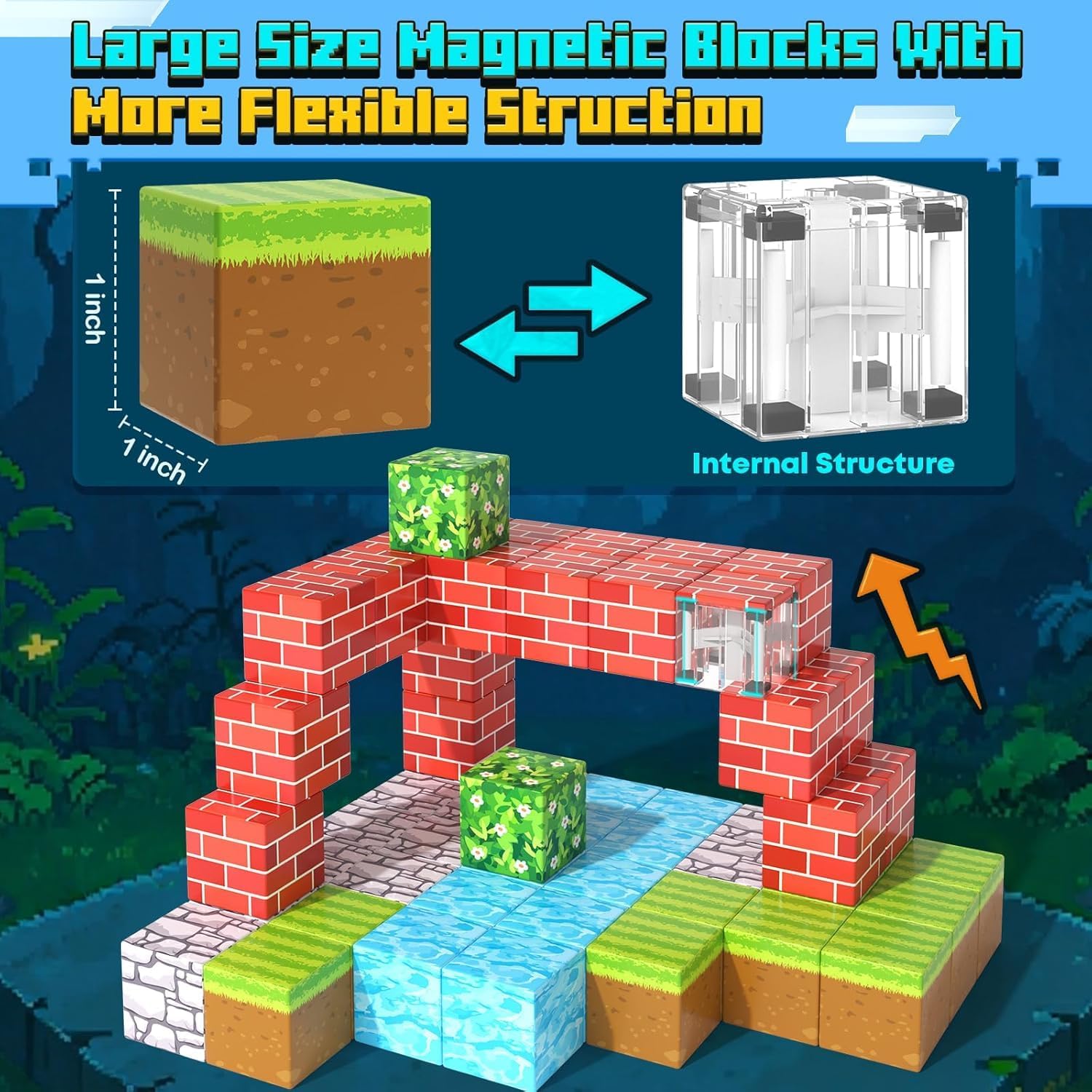 Thumbnail 4 de Build Mine 100PCS Magnetic Blocks set 1"