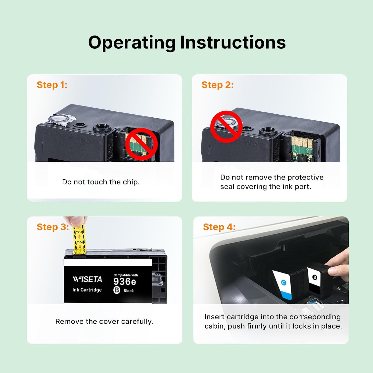Detalle 2 de WISETA 936e Compatible Ink Cartridge 4-Pack, High-Yield Black and Colour