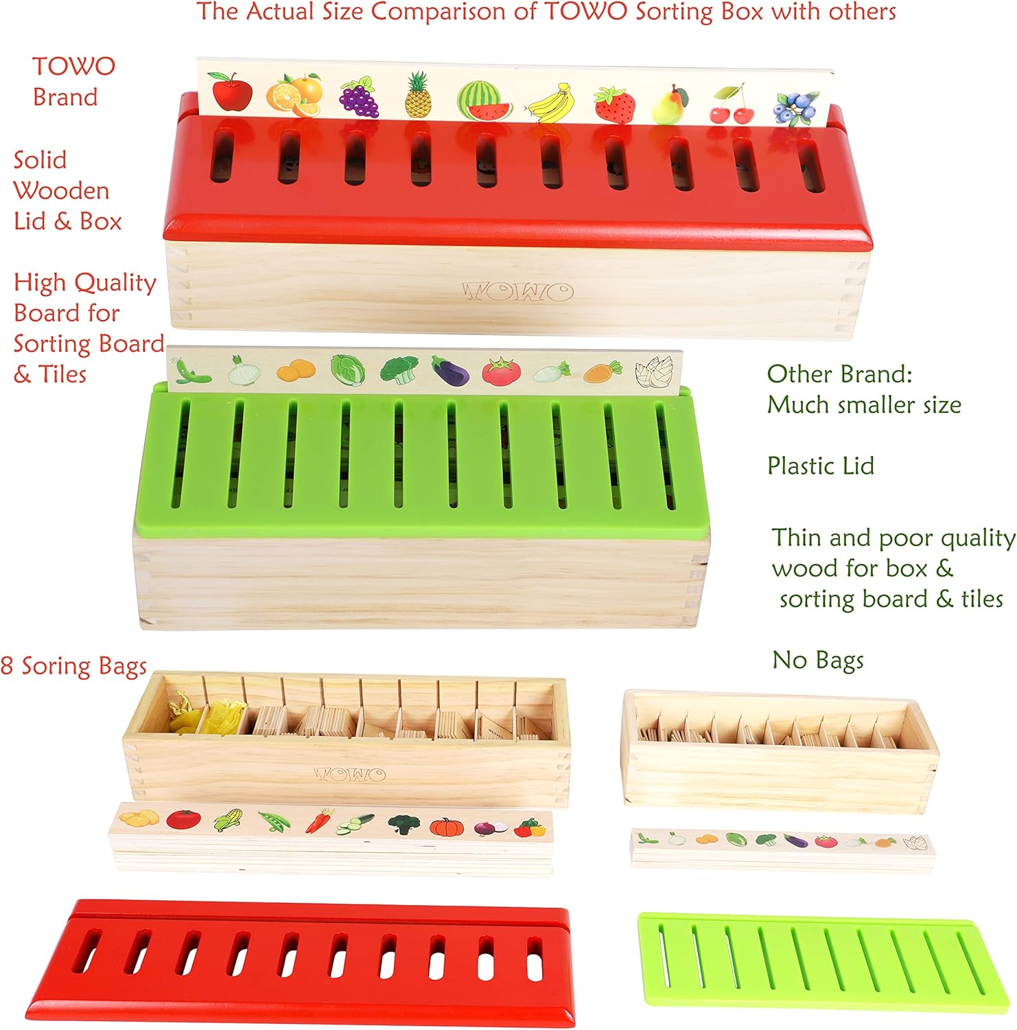 Thumbnail 5 de Toys of Wood Oxford TOWO wooden sorting box for toddlers (Montessori picture-matching)