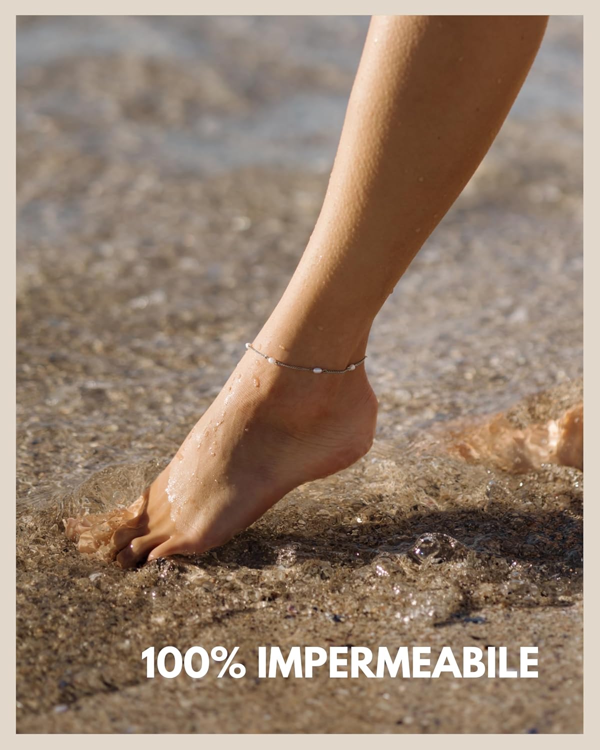 Detalle de GD GOOD.designs Cavigliera con vere perle d'acqua dolce – Cavigliera impermeabile regolabile da donna