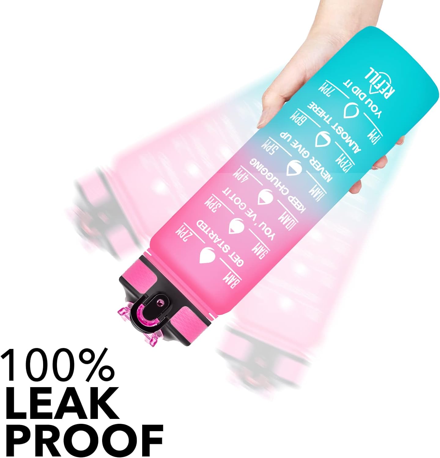 Thumbnail 2 de Hyeta 32oz Water Bottle with Straw, Time Marker & Leakproof Lid